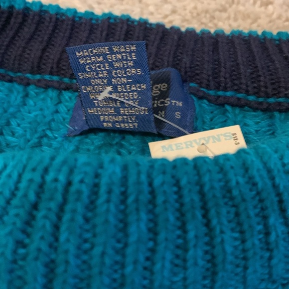 NWT Vintage Cambridge Classics Teal Sweater Chunky Knit Oversized Size Large - Picture 15 of 17